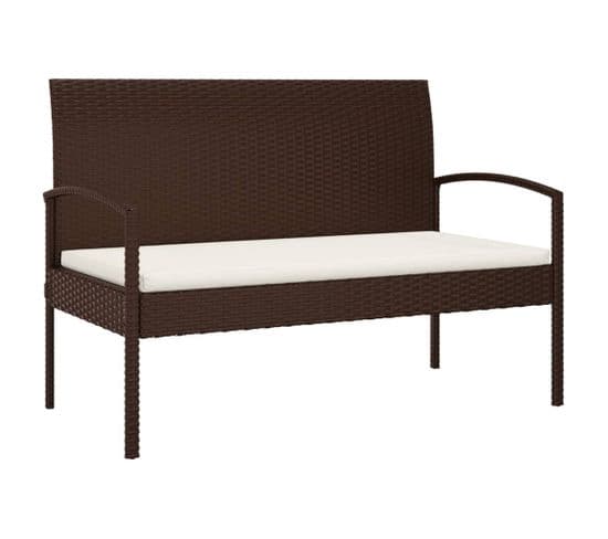 Banc De Jardin Avec Coussin Marron 105 Cm Résine Tressée