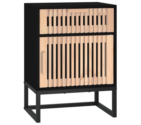 Table De Chevet Noir 40x30x55,5 Cm Bois Contreplaqué Et Fer