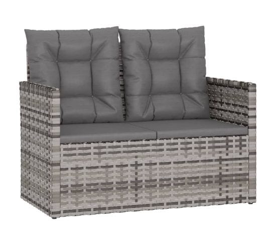 Banc De Jardin Avec Coussins Gris 105 Cm Résine Tressée