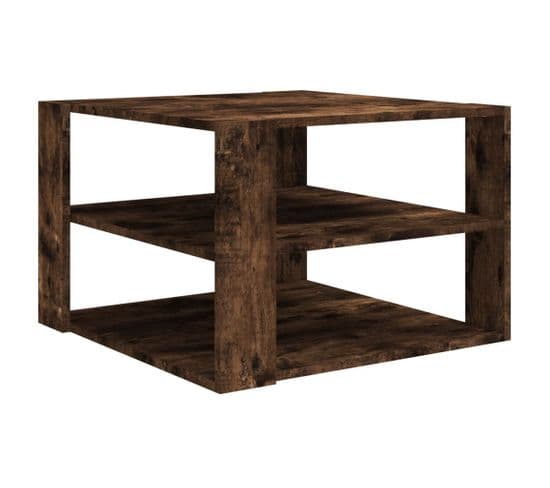 Table Basse Chêne Fumé 60x60x40 Cm Bois Contreplaqué