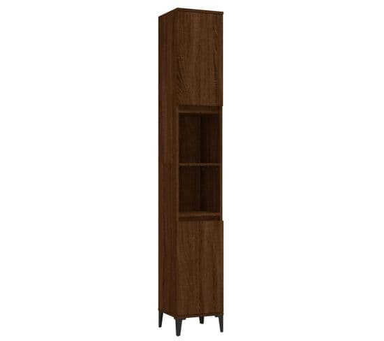 Colonne De Bain Chêne Marron 30x30x190 Cm Bois D'ingénierie