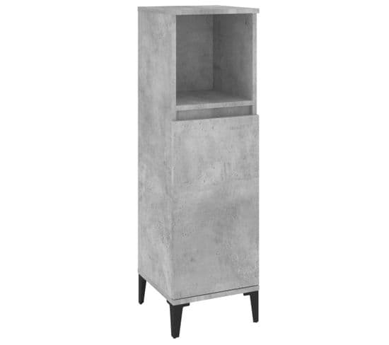 Armoire De Salle De Bain Gris Béton 30x30x100 Cm