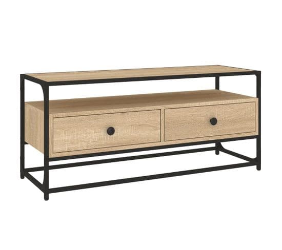 Meuble TV Chêne Sonoma 100x35x45 Cm Bois Contreplaqué