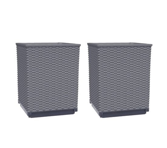 Jardinières 2 PCs Gris Foncé 30x30x37 Cm Polypropylène