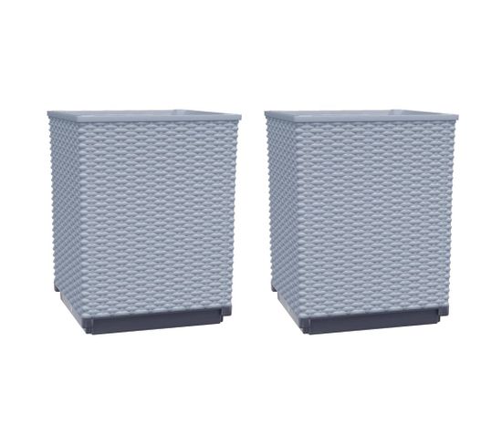 Jardinières 2 PCs Gris Clair 30x30x37 Cm Polypropylène