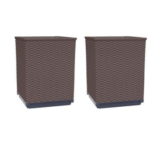 Jardinières 2 PCs Marron 30x30x37 Cm Polypropylène