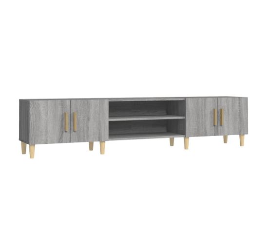 Meuble TV Sonoma Gris 180x31,5x40 Cm Bois Contreplaqué