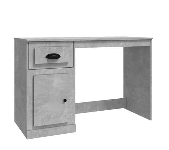 Bureau Avec Tiroir Gris Béton 115x50x75 Cm Bois Contreplaqué