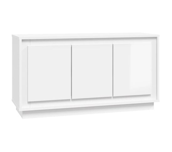 Buffet Blanc Brillant 102x35x55 Cm Bois D'ingénierie