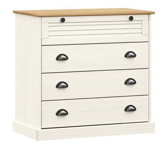 Commode Vigo Blanc 80x40x76 Cm Bois Massif De Pin