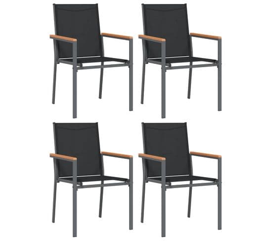 Chaises De Jardin Lot De 4 Noir 55x61,5x90cm Textilène Et Acier