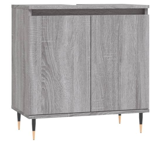 Armoire De Bain Sonoma Gris 58x33x60 Cm Bois Contreplaqué