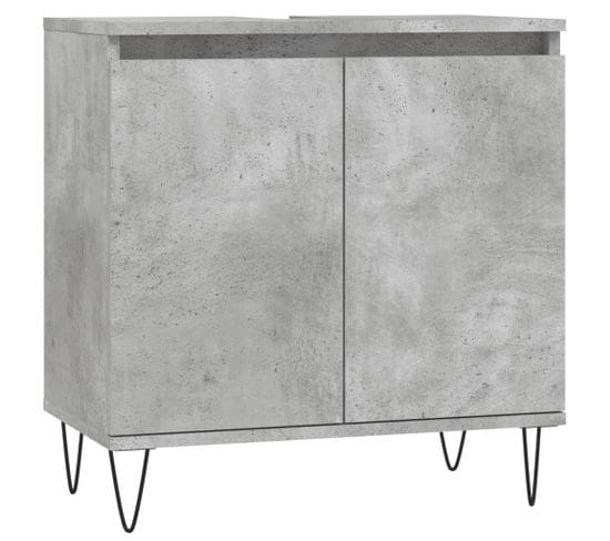 Armoire De Bain Gris Béton 58x33x60 Cm Bois Contreplaqué