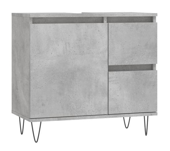 Armoire De Salle De Bain Gris Béton 65x33x60 Cm