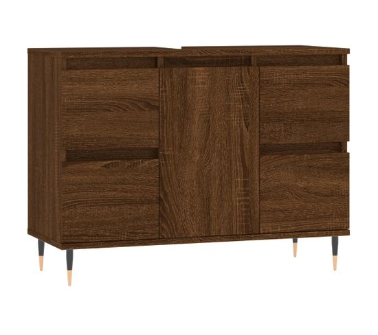 Armoire Salle De Bain Chêne Marron 80x33x60cm Bois Contreplaqué