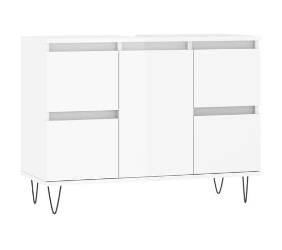 Armoire De Salle De Bain Blanc Brillant 80x33x60 Cm