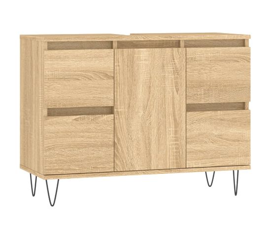 Armoire Salle De Bain Chêne Sonoma 80x33x60cm Bois D'ingénierie