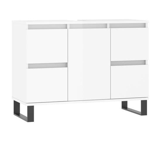 Armoire De Salle De Bain Blanc Brillant 80x33x60 Cm