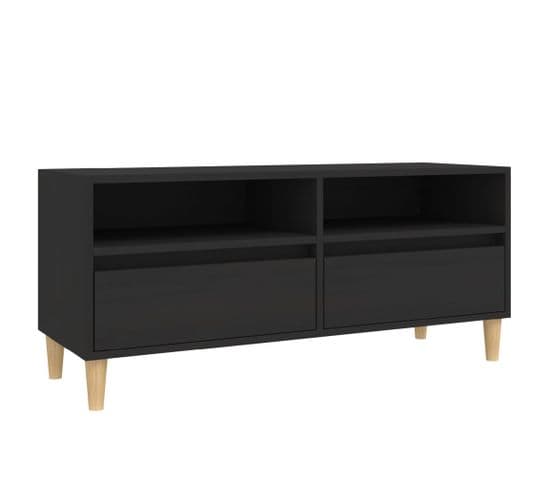 Meuble TV Noir 100x34,5x44,5 Cm Bois Contreplaqué