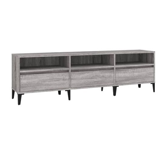 Meuble TV Sonoma Gris 150x30x44,5 Cm Bois Contreplaqué