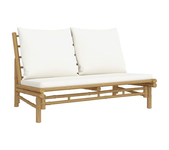 Banc De Jardin Avec Coussins Blanc Crème Bambou