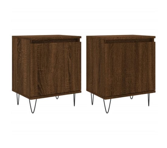 Tables De Chevet 2pcs Chêne Marron 40x30x50cm Bois Contreplaqué