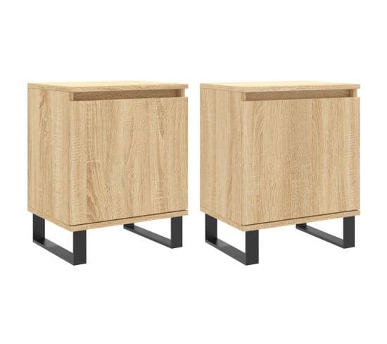 Tables De Chevet 2pcs Chêne Sonoma 40x30x50cm Bois Contreplaqué