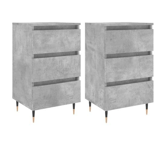 Tables De Chevet 2 PCs Gris Béton 40x35x69 Cm Bois D’ingénierie