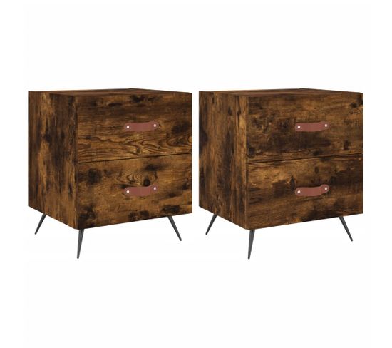 Tables De Chevet 2pcs Chêne Fumé 40x35x47,5cm Bois Contreplaqué