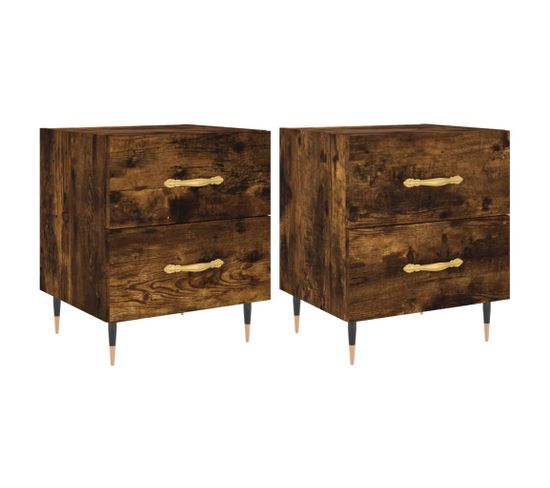 Tables De Chevet 2pcs Chêne Fumé 40x35x47,5cm Bois Contreplaqué