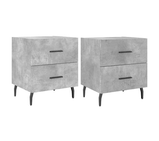 Tables De Chevet 2pcs Gris Béton 40x35x47,5cm Bois Contreplaqué