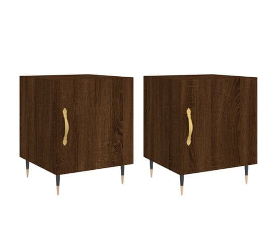 Tables De Chevet 2pcs Chêne Marron 40x40x50cm Bois Contreplaqué