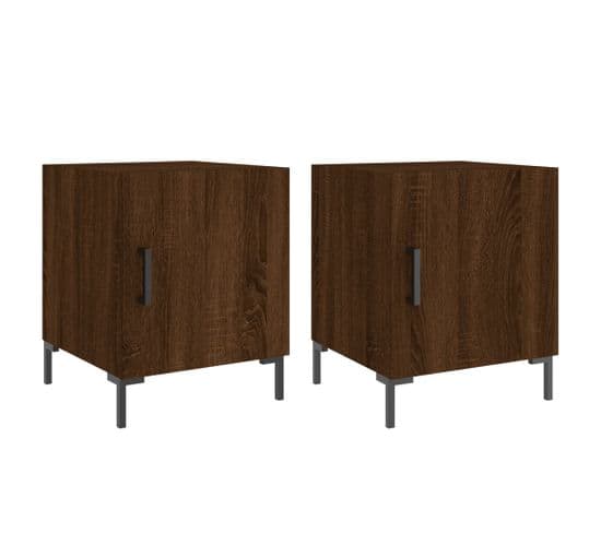 Tables De Chevet 2pcs Chêne Marron 40x40x50cm Bois Contreplaqué