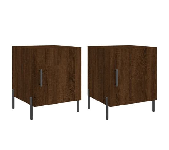 Tables De Chevet 2pcs Chêne Marron 40x40x50cm Bois Contreplaqué