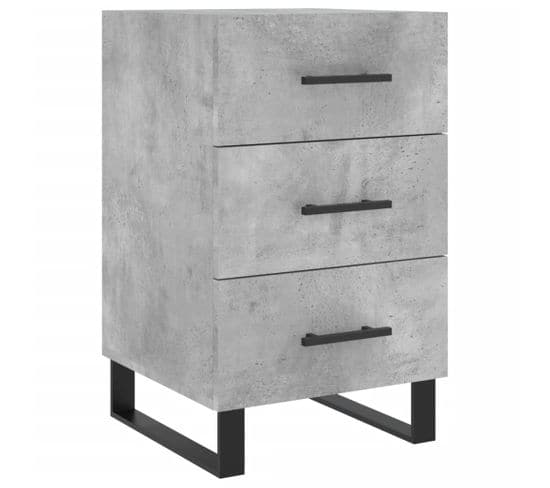 Table De Chevet Gris Béton 40x40x66 Cm Bois Contreplaqué