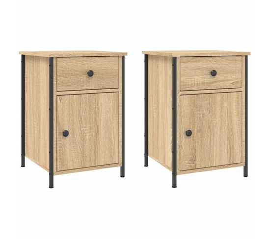 Tables De Chevet 2pcs Chêne Sonoma 40x42x60cm Bois Contreplaqué