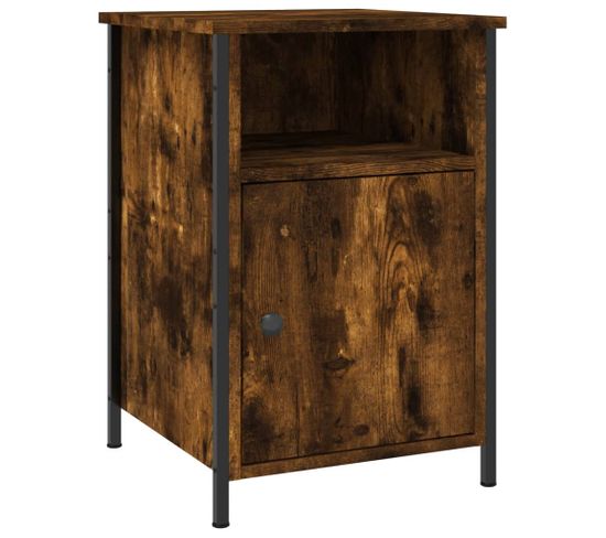 Table De Chevet Chêne Fumé 40x42x60 Cm Bois Contreplaqué