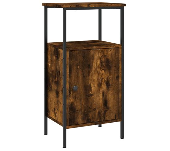 Table De Chevet Chêne Fumé 41x31x80 Cm Bois Contreplaqué