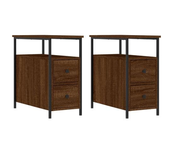 Tables De Chevet 2pcs Chêne Marron 30x60x60cm Bois Contreplaqué