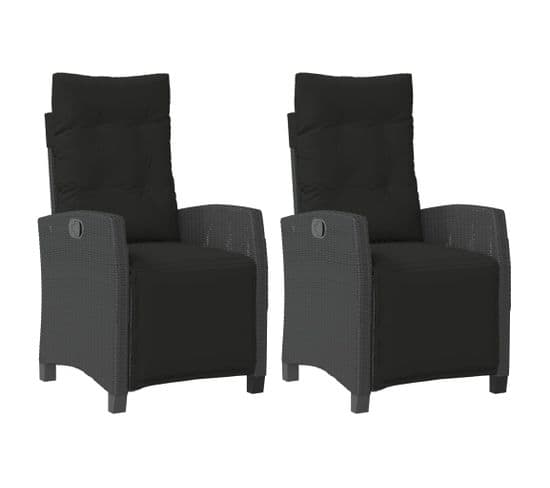 Chaises Inclinables De Jardin Lot De 2 Repose-pied Noir Rotin