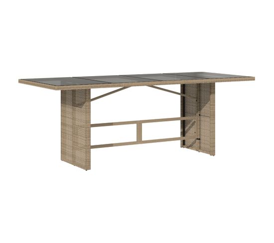 Table De Jardin Dessus En Verre Beige 190x80x74 Cm