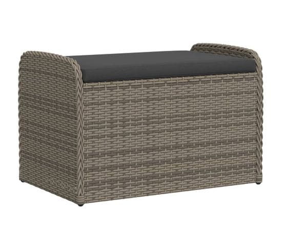 Banc De Rangement Avec Coussin Gris 80x51x52 Cm Résine Tressée