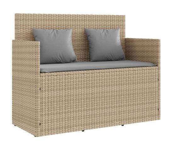 Banc De Jardin Avec Coussins Beige Résine Tressée