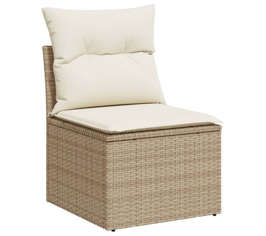 Chaise De Jardin Sans Accoudoirs Avec Coussins Beige Poly Rotin