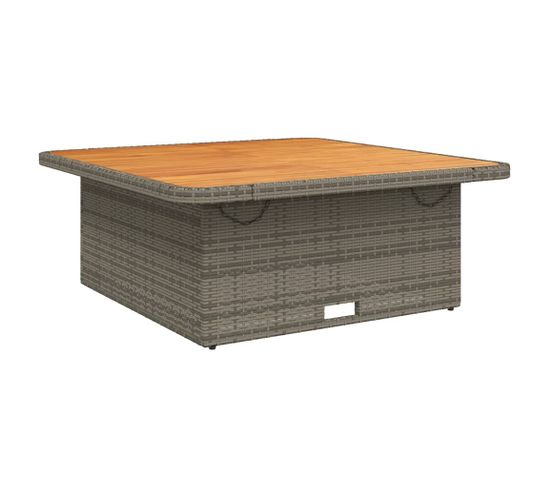 Table De Jardin relevable Gris 110x110x40/71 Cm Résine Tressée Bois D'acacia