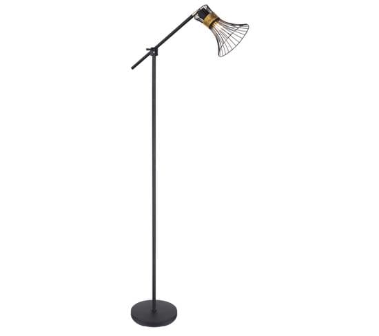 Lampadaire Design Purra - H. 149 Cm - Noir Et Doré