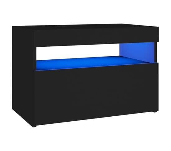 Table De Chevet - Table De Nuit Avec Lumières LED Noir 60x35x40 Cm