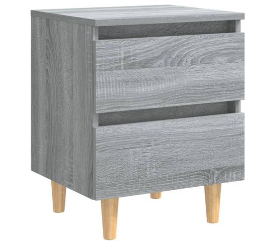 Table De Chevet - Table De Nuit Avec Pieds En Bois Sonoma Gris 40x35x50 Cm