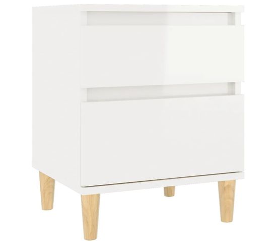 Table De Chevet Table De Nuit Meuble De Rangement Blanc Brillant 40x35x50 Cm