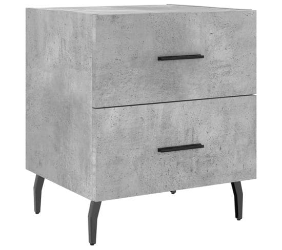 Table De Chevet,table De Nuit,meuble De Rangement Gris Béton 40x35x47,5 Cm Bois D’ingénierie